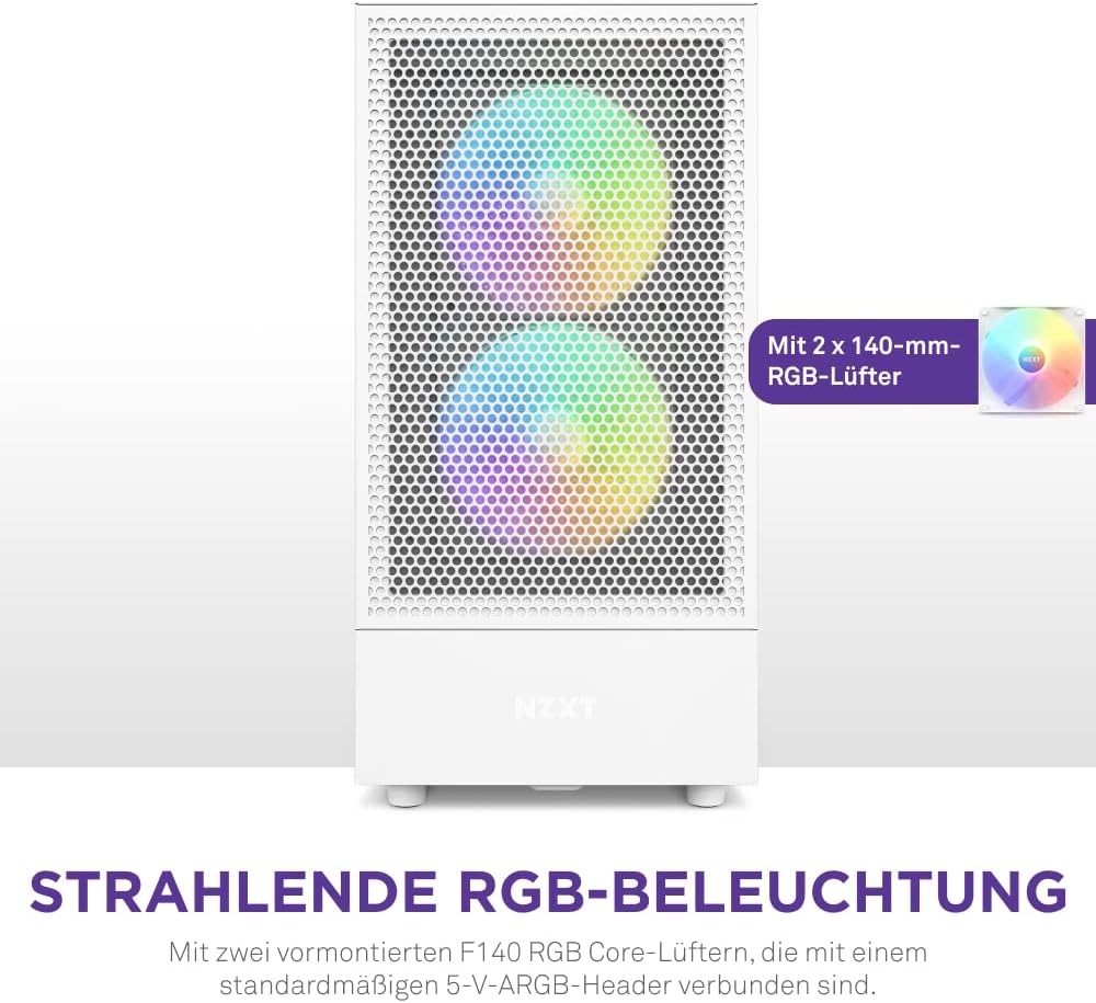NZXT H5 Flow RGB - CC-H51FW-R1 - ATX Mid-Tower Gaming PC-Gehäuse - USB-C Port - Mesh Front- & Temper