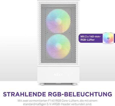 NZXT H5 Flow RGB - CC-H51FW-R1 - ATX Mid-Tower Gaming PC-Gehäuse - USB-C Port - Mesh Front- & Temper