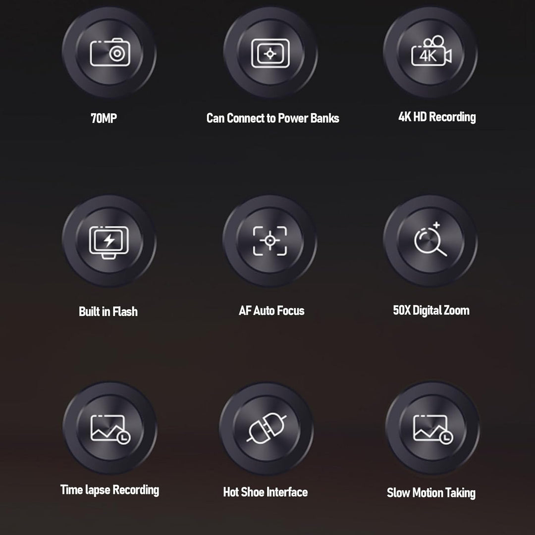DSLR -Kamera, 70MP 4K 50x Zoom Auto Focus Weitwinkel F1.8 Digitalkamera mit Doppelbildschirm für das