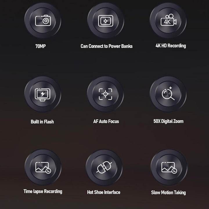 DSLR -Kamera, 70MP 4K 50x Zoom Auto Focus Weitwinkel F1.8 Digitalkamera mit Doppelbildschirm für das