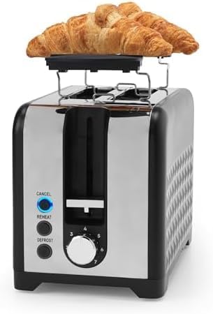 Petra Toaster 2 Scheiben 930W, Toaster mit Brötchenaufsatz & 7 Bräunungsstufen, Brotröster mit Aufta