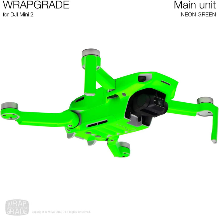 Wrapgrade Skin Sticker Set Kompatibel mit DJI Mini 2 (NEON Green), Neon Green