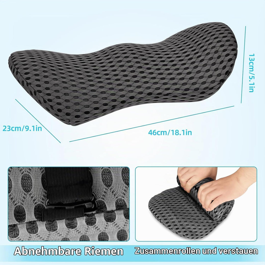 Memory Foam Lendenkissen,Ergonomisches Rückenkissen,Lendenwirbelkissen mit atmaksaktivem Bezug &amp; ver