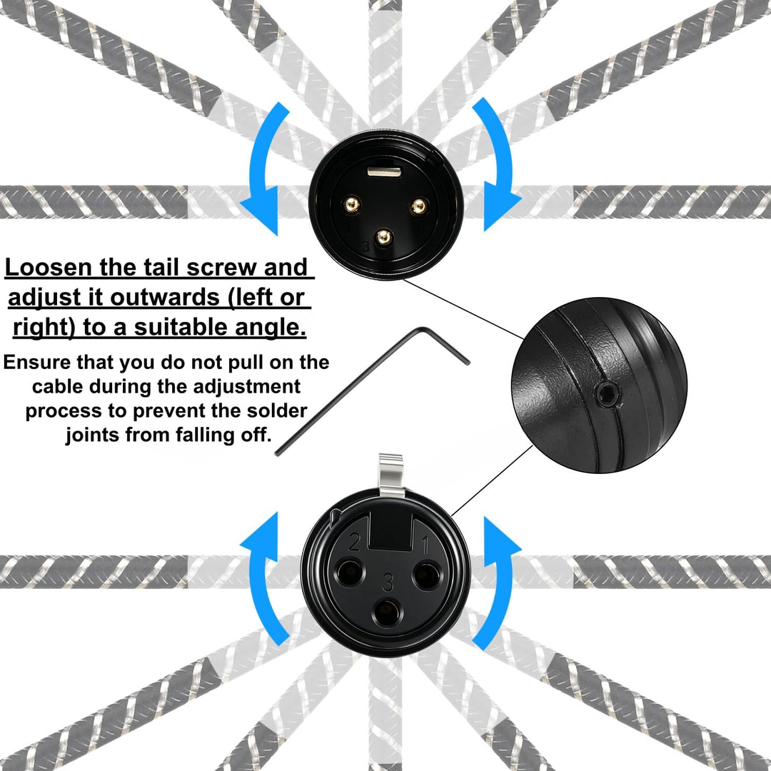 XLR Kabel 0.3M 4Pack,Verstellbarer Winkel XLR Mikrofonkabel,X LR Stecker zu Busche,Sauerstofffreies