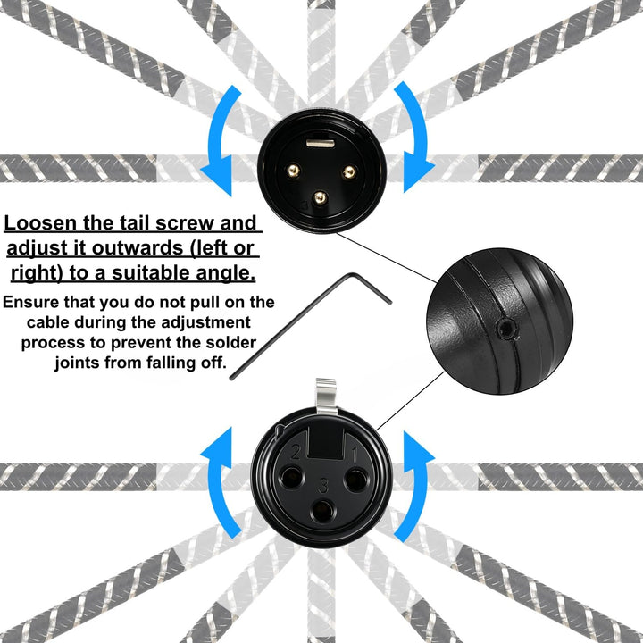 XLR Kabel 0.3M 4Pack,Verstellbarer Winkel XLR Mikrofonkabel,X LR Stecker zu Busche,Sauerstofffreies