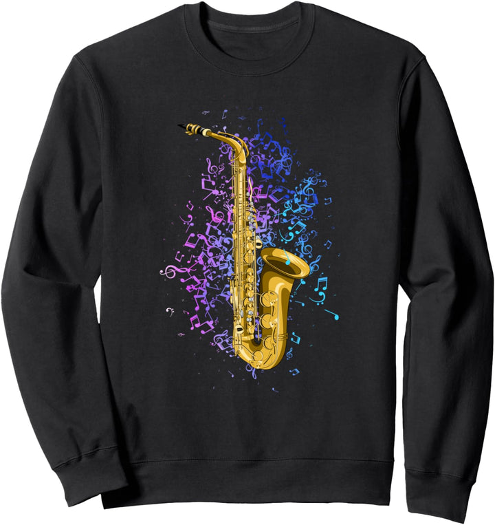 Musiknoten Instrument Saxophonspieler Jazz Musiker Saxophon Sweatshirt