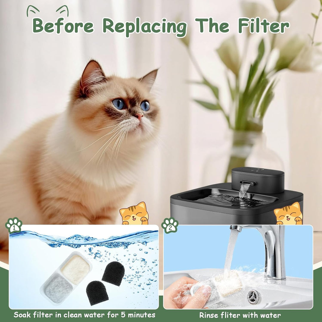 Filter Katzenbrunnen, 12 Packungen Katzenbrunnen Filter für Oneisall 2,2L Trinkbrunnen Katzen,inkl.