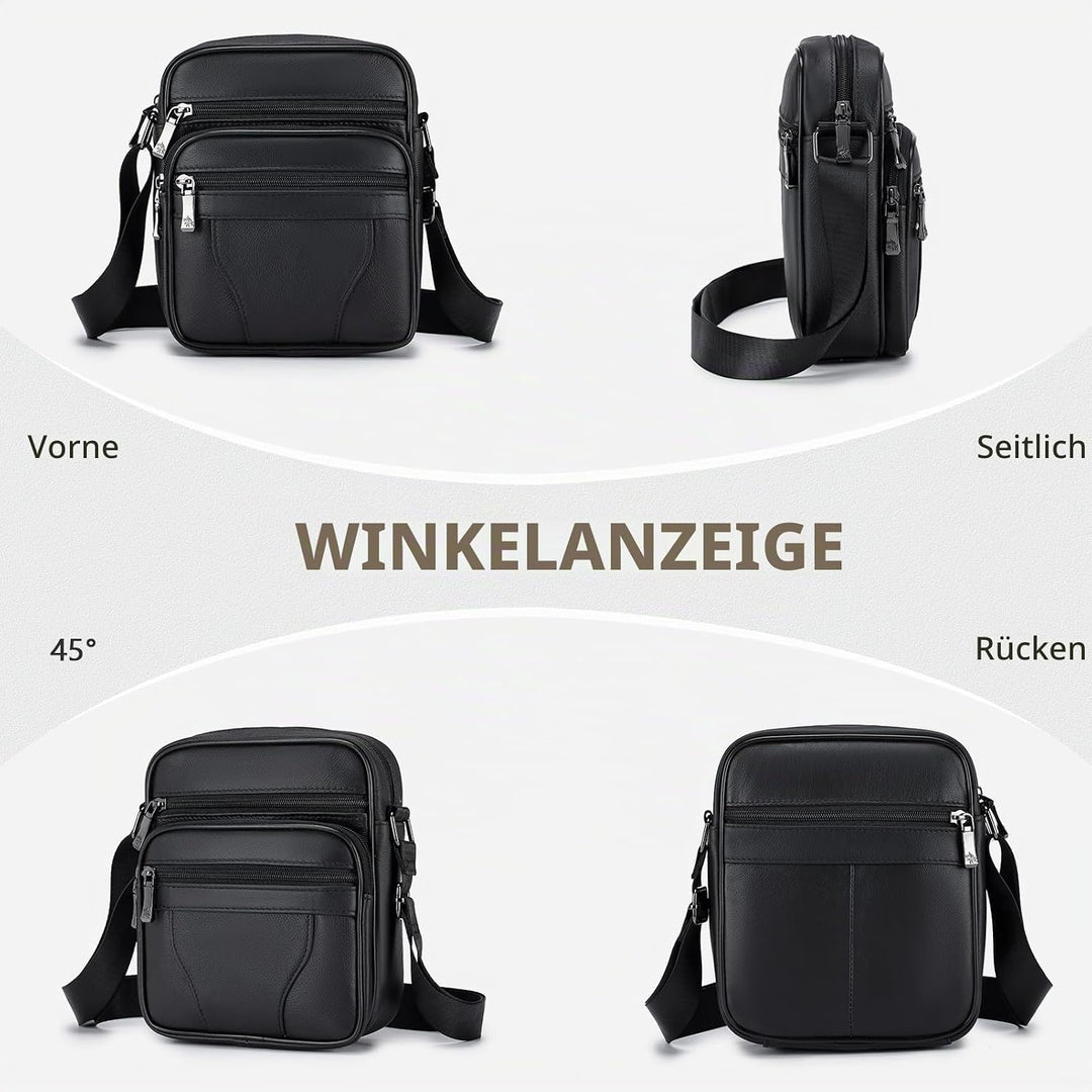 SPAHER Umhängetasche Herren Klein, Schultertasche Leder Vintage Braun Herrentasche zum Umhängen Cros