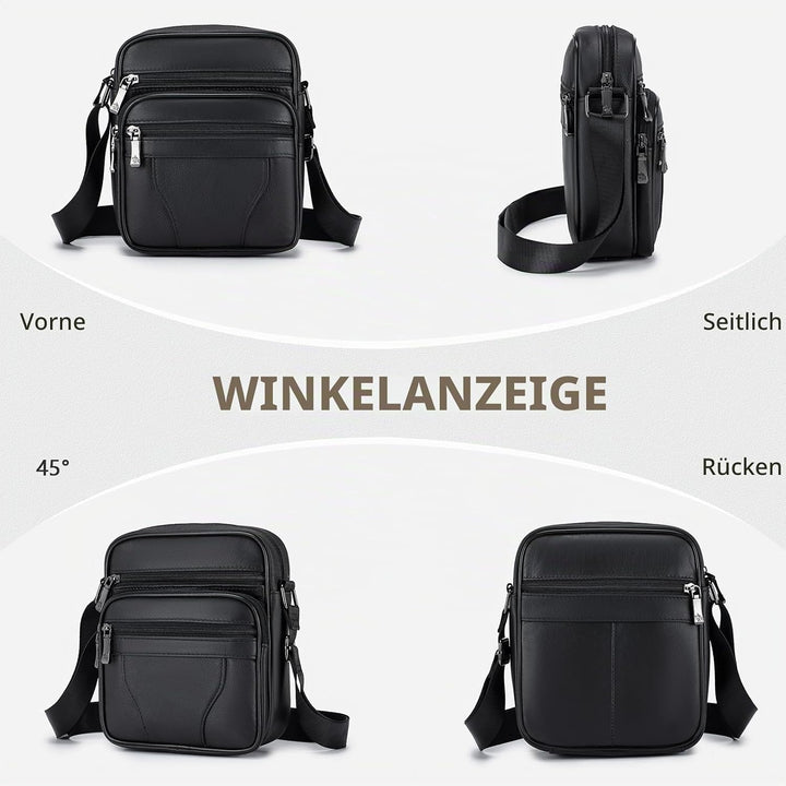 SPAHER Umhängetasche Herren Klein, Schultertasche Leder Vintage Braun Herrentasche zum Umhängen Cros