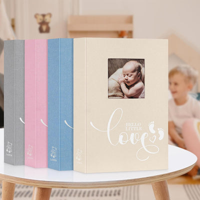 Lanpn Baby Fotoalbum 10x15 300 Fotos, Leinen Babyalbum mit Memo Schreibfeld, Fotoalbum Einsteckalbum
