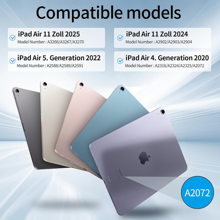 Hülle mit Tastatur für iPad Air 11 Zoll (M3/M2) 2025/2024, iPad Air 5./4. Generation mit Stifthalter