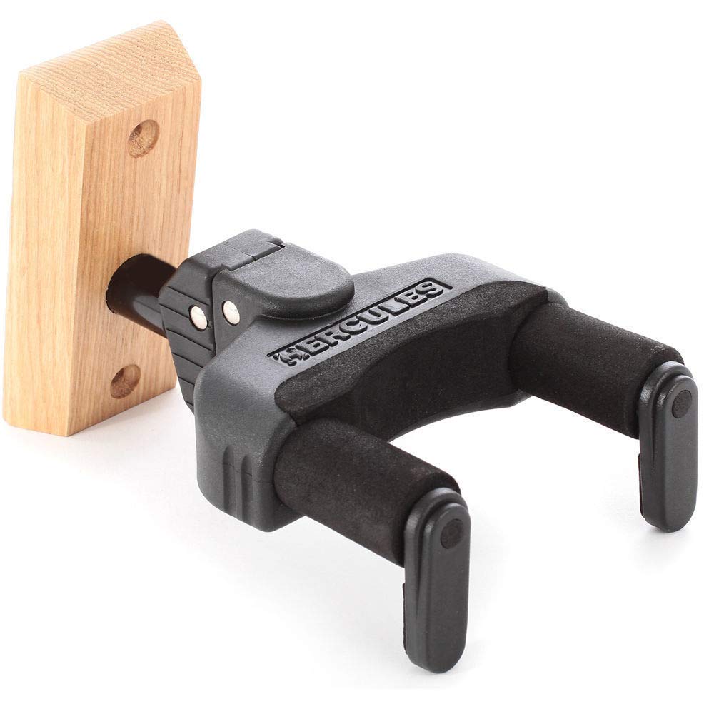 Hercules HCGSP-38 WB Gitarrenwandhalter mit automatischen Greifarmen und Holzrückwand