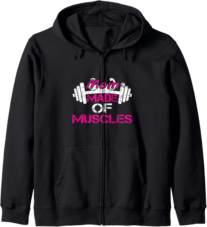 Lustiges Fitness-Studio mit Aufschrift „Mom Made of Muscles“ Kapuzenjacke