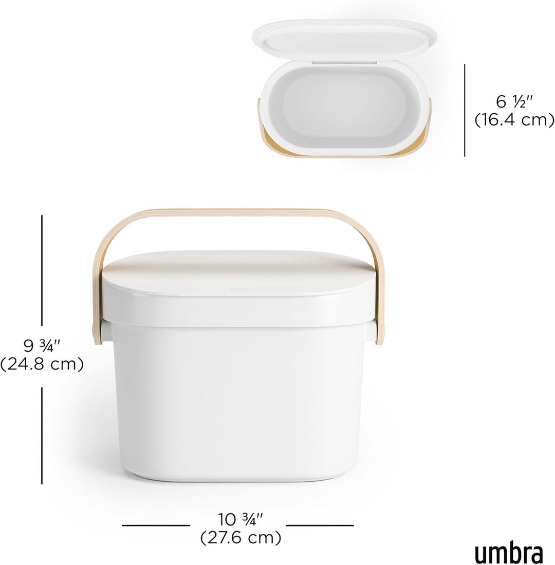Umbra Bellwood Komposteimer für Küche – Biomülleimer für Arbeitsplatte oder Schranktür, 6l Kompostbe