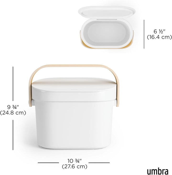 Umbra Bellwood Komposteimer für Küche – Biomülleimer für Arbeitsplatte oder Schranktür, 6l Kompostbe