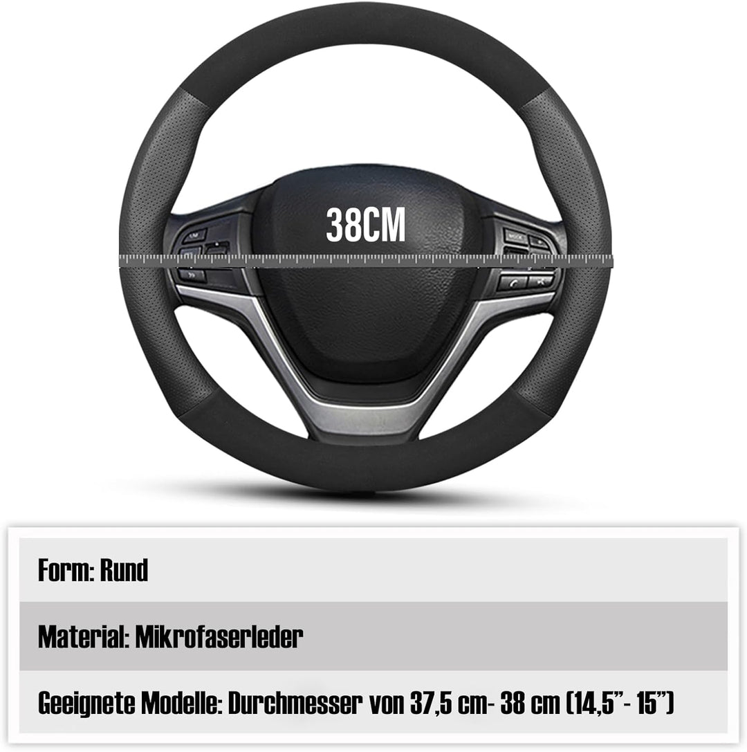 Ergocar Auto Lenkradbezug Rutschfester Auto Sport Lenkradschutz Mikrofaser Leder & PU Leder für Durc