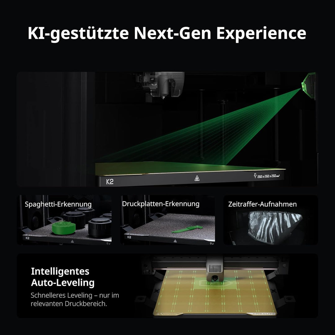 Creality K2 (A) 3D-Drucker, bis 600 mm/s Hochgeschwindigkeitsdruck, AI-Kamera für Druckfehlererkennu