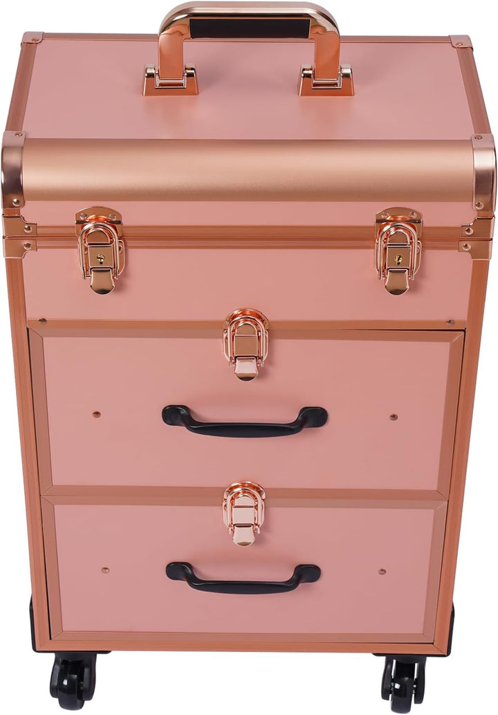 Kosmetikkoffer Trolley, Professionell Make Up Koffer mit Schublade und mit Rollen, Abschliessbar Sch