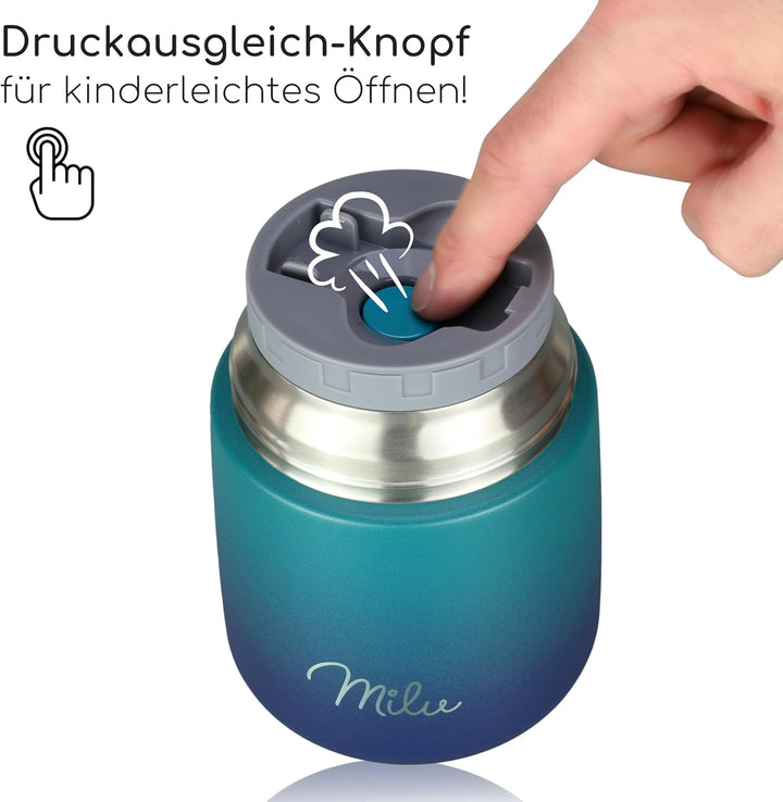 Milu® Thermobehälter für Essen 650ml, Edelstahl, Thermo Lunchbox, Suppenbehälter to go, Thermobox, T