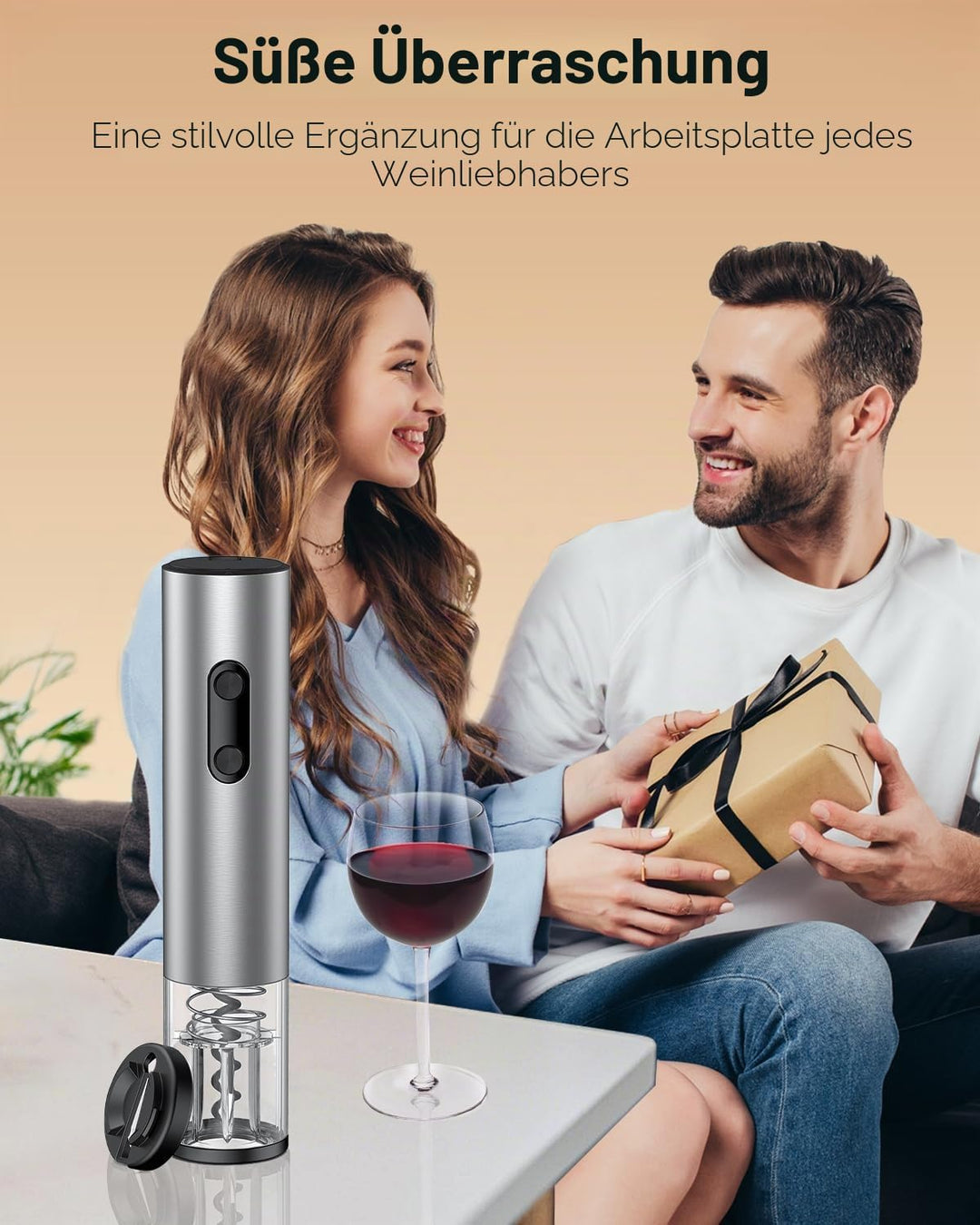 Pawfly Elektrischer Weinflaschenöffner mit Folien Schneider Batteriebetriebener Automatischer Weinöf