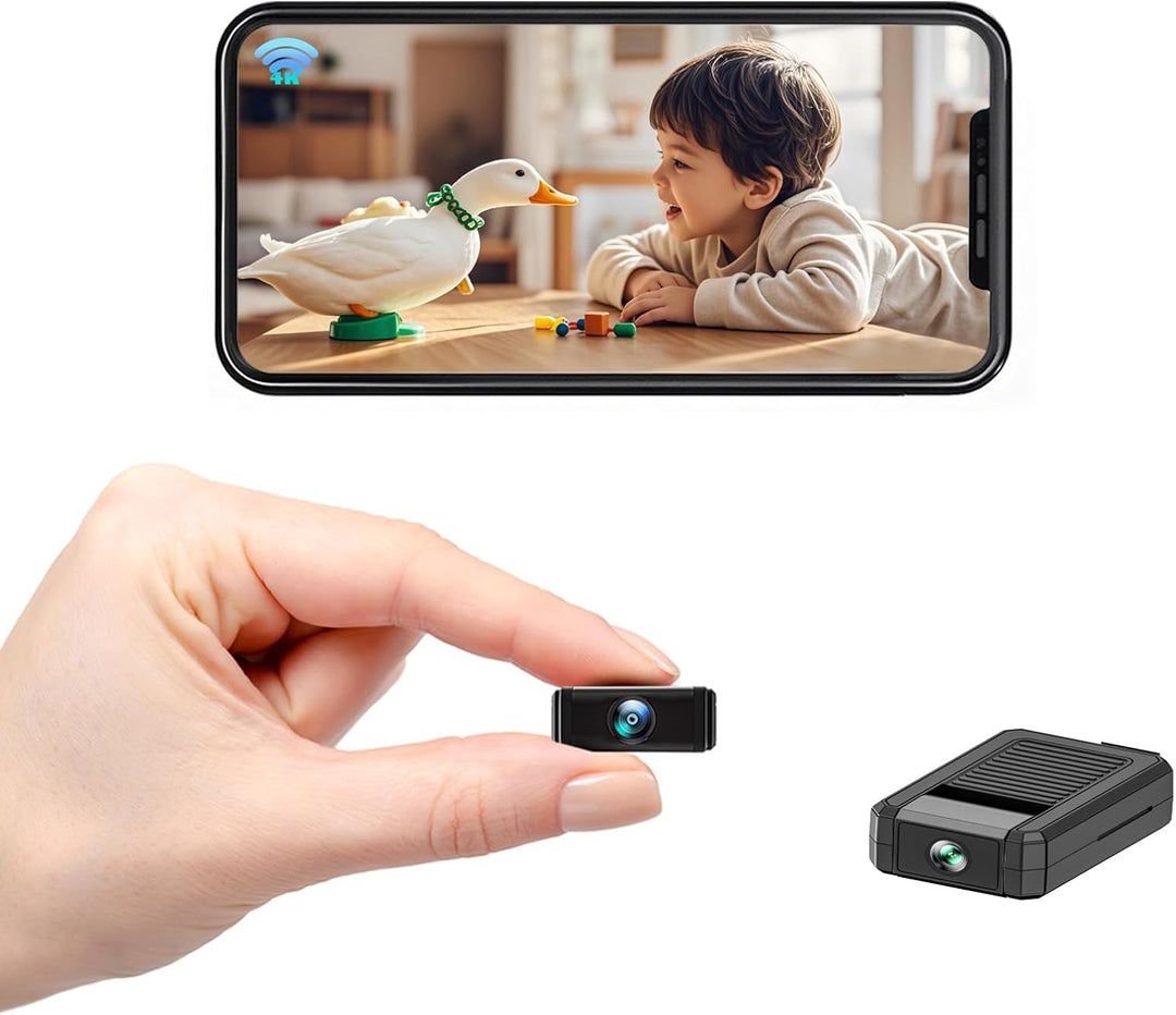 Mini WLAN Kamera, 4K HD Überwachungskamera 180° drehbarem Objektiv, Remote Viewing für Sicherheit mi
