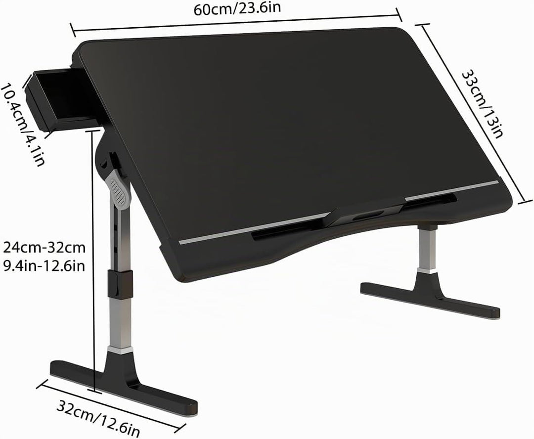 Höhenverstellbarer Laptoptisch – Winkelverstellbarer Lapdesk bis 17 Zoll, Stabiler Betttisch mit Mau