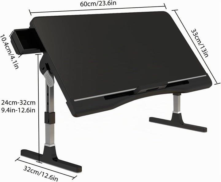 Höhenverstellbarer Laptoptisch – Winkelverstellbarer Lapdesk bis 17 Zoll, Stabiler Betttisch mit Mau