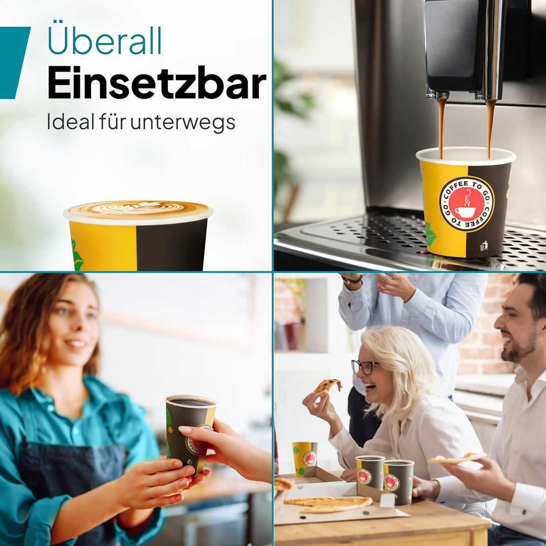 1000 Stück 8oz/200ml Kaffeebecher to go | Pappbecher Cups Coffee to Go Becher | Kaffee to+go Papierb