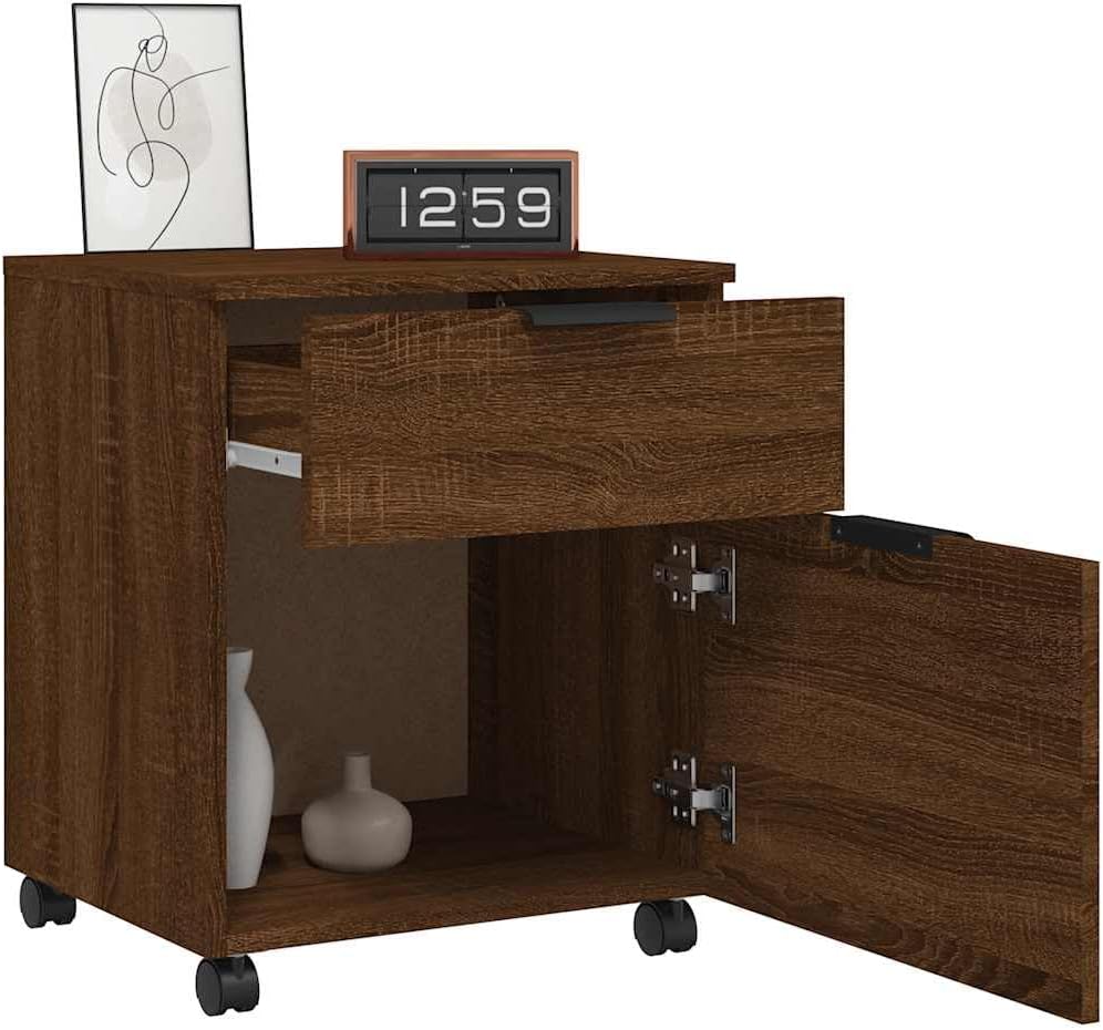 vidaXL Aktenschrank Mobil mit Rollen, Rollschrank Rollcontainer für Büro, Büroschrank mit viel Staur