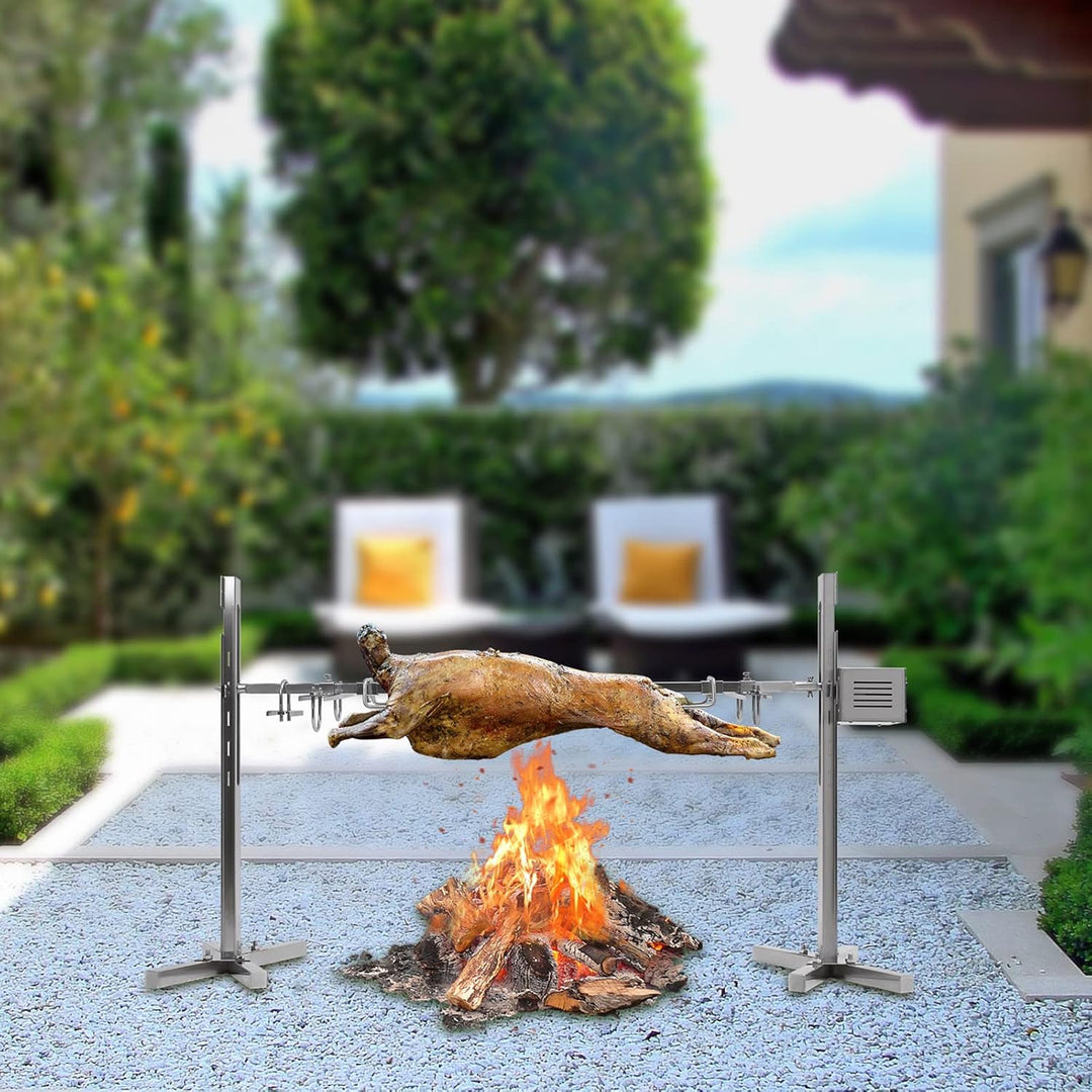 30kg BBQ Spanferkelgrill Schaschlikgrill mit Motor Höhenverstellbar Elektrischer Edelstahl Grill Spa