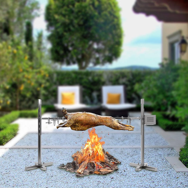 30kg BBQ Spanferkelgrill Schaschlikgrill mit Motor Höhenverstellbar Elektrischer Edelstahl Grill Spa