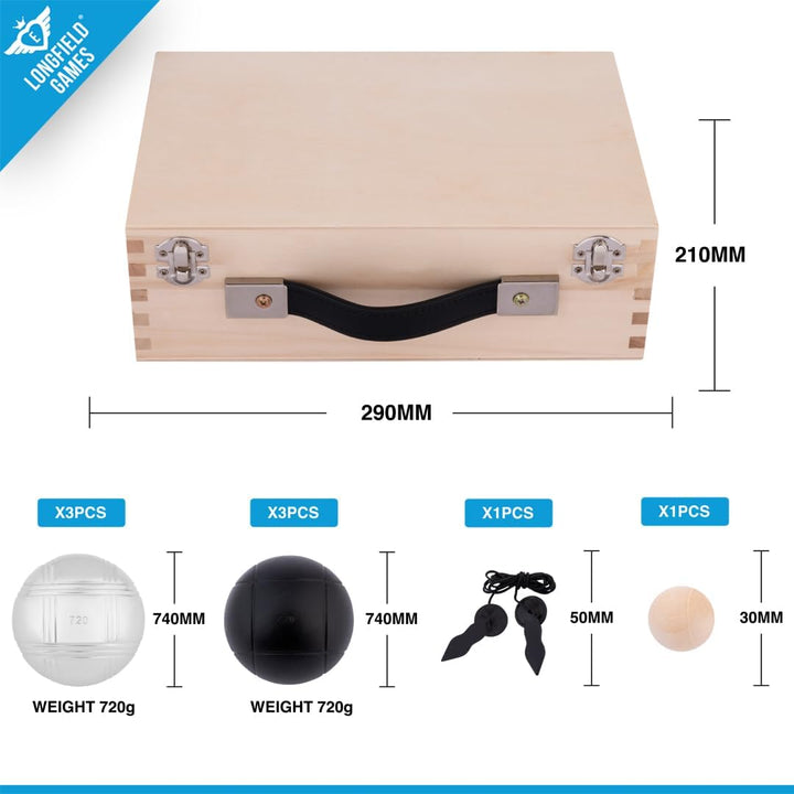 Weible Spiele 010208 - Boules-Set in Holzkiste, 6-teilig,