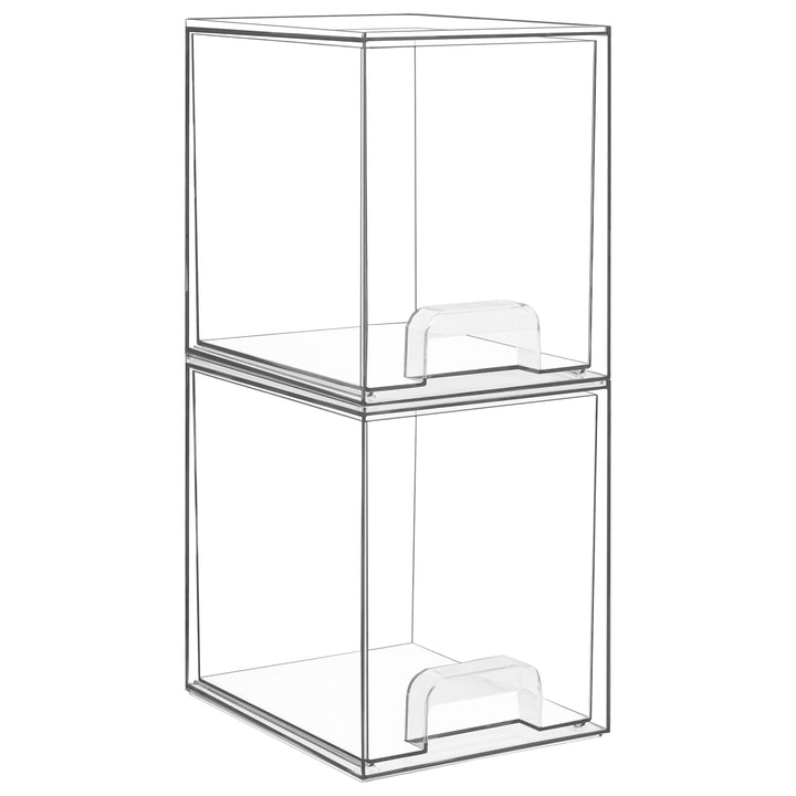 Vtopmart 2 Pack Stackable Storage Drawers, 19 cm hoch Transparent 2 Pack (Hoch*2), Transparent 2 Pac