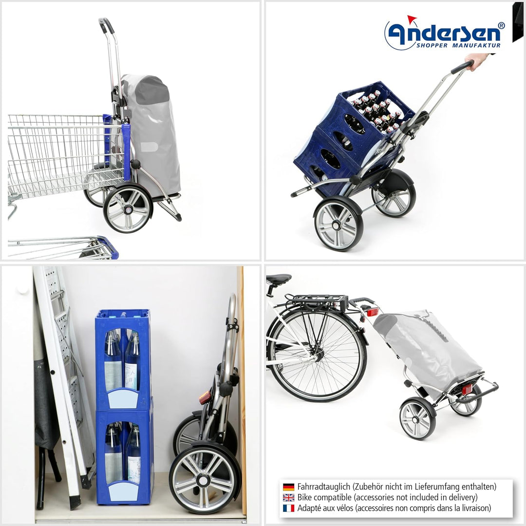 ANDERSEN Einkaufstrolley - Royal Sh. Plus Fado 3.0 schwarz | Fahrradanhänger, Kugellagerräder, aus A