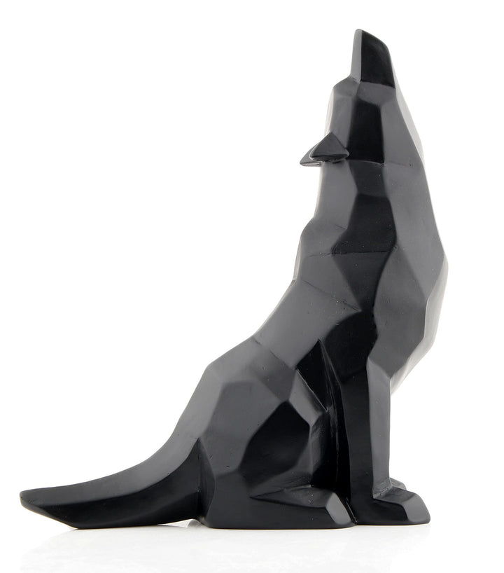 Wisifayardin Schwarzer Wolf heulender Wolf Figur Statue für Heimdekoration, Schwarz