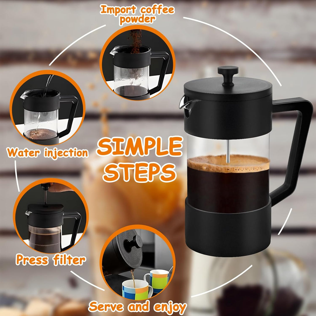 French Press Kaffeebereiter,1000 ml-Glas Kaffeepresse,aus Edelstahlfilter und Hitzebeständiges Glas,