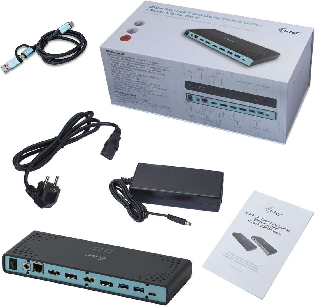 i-tec USB 3.0 / USB-C 5K Universal Docking Station (2x 4K 60Hz Video, 2x HDMI, 1x LAN, 5x USB 3.0, 1