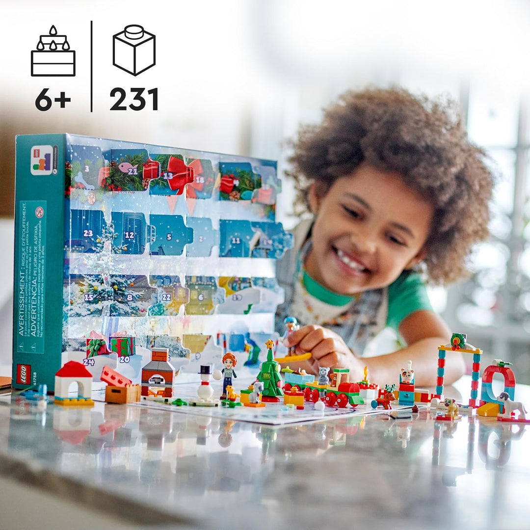 LEGO 41758 Friends Adventskalender 2023, Weihnachtskalender mit 24 Geschenken, darunter 8 Tier-Figur
