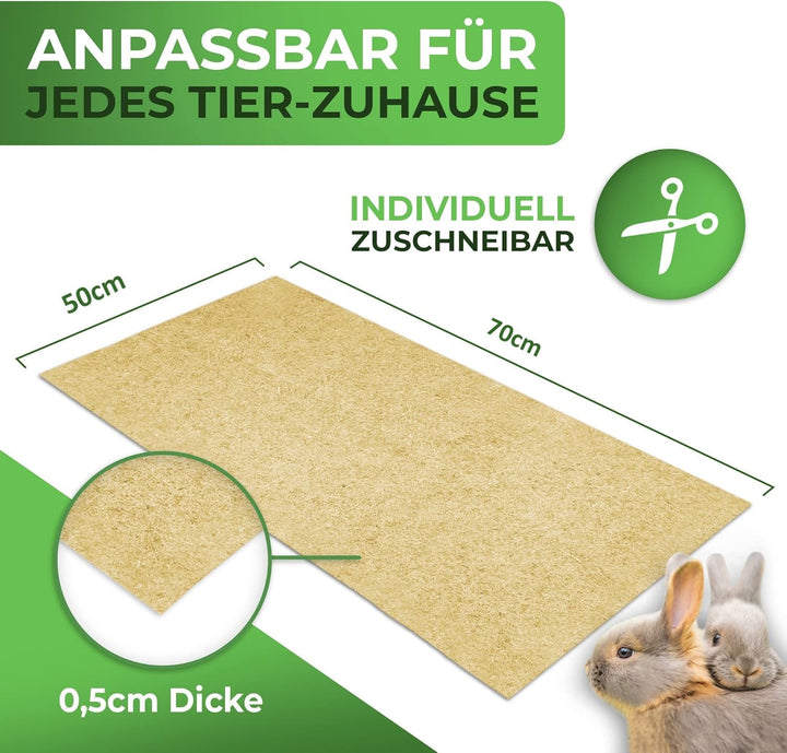 Nagerteppich aus 100% Hanf, 50 x 70cm, 5mm dick, Hanfteppich für alle Kleintiere, Hanfmatte Nagermat