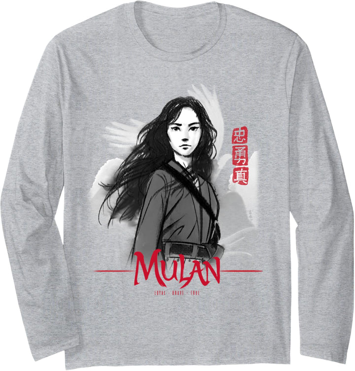 Disney Mulan Live Action Mulan Loyal Brave True Watercolor Langarmshirt