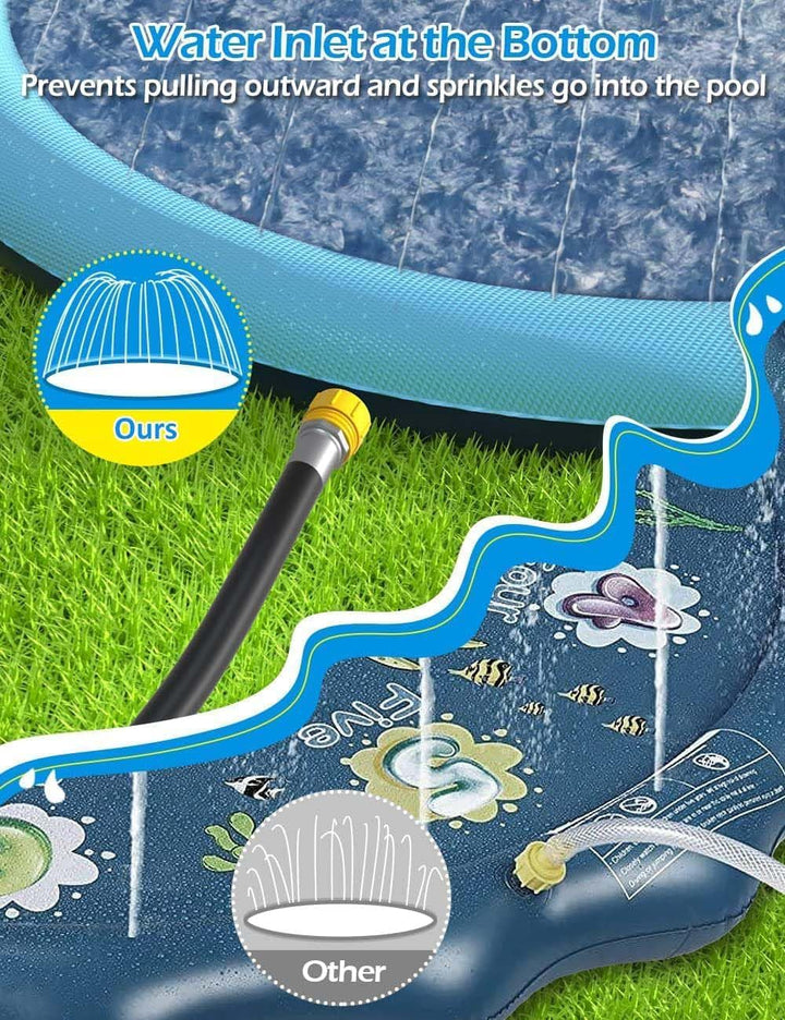 Tosekry Kinder Sprinkler mit Antirutschfunktion, 200CM Wasserspielzeug Hund Pool, Wasserspielzeug Ki