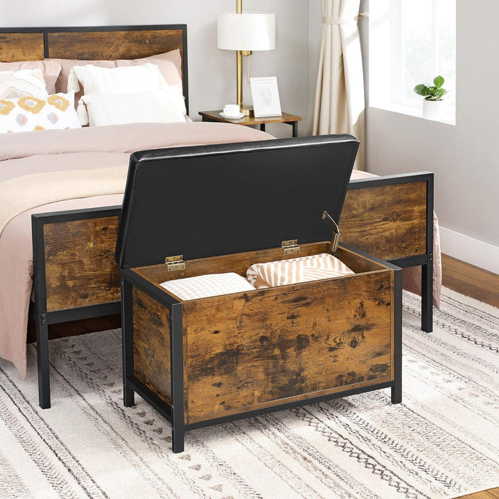 VASAGLE Sitzbank mit Stauraum, gepolsterte Truhe, 80 x 40 x 50 cm, Betttruhe, Flur, Schlafzimmer, Wo