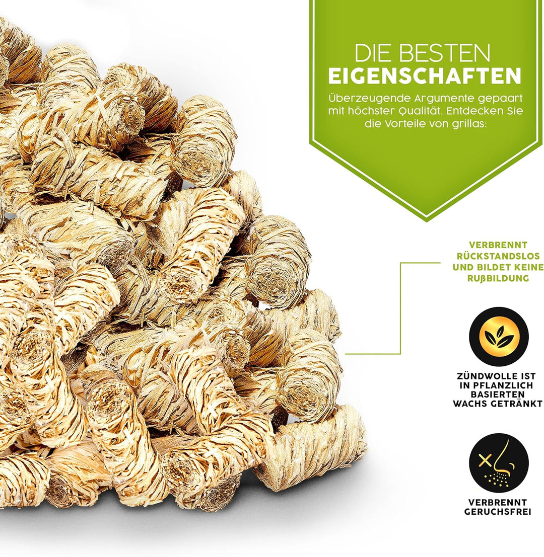 grillas 5 kg Bio-Kaminanzünder und Öko-Grillanzünder ca. 400 Stück aus Holzwolle, in pflanzlichem Wa
