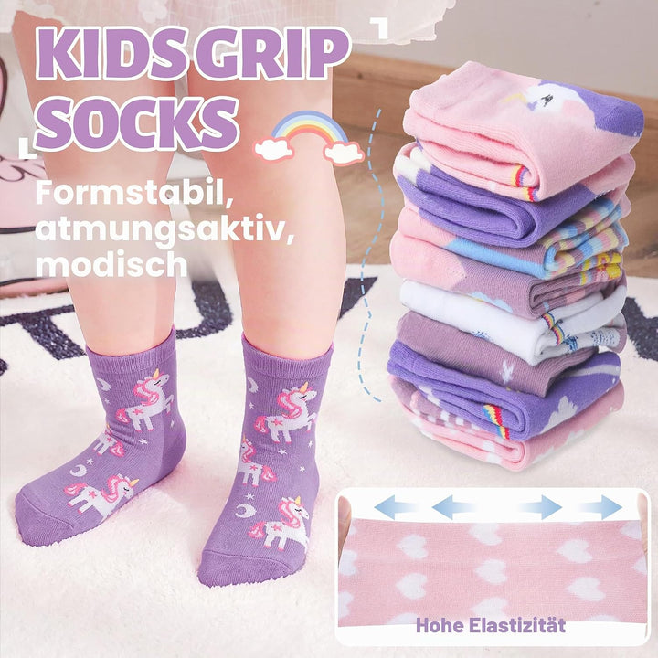 ANTSANG 12 Paare Stoppersocken Kinder Baby Mädchen Socken Anti Rutsch / Rutschfeste Socken Baumwolle