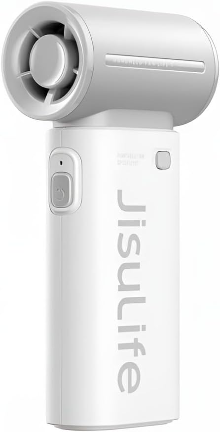 JISULIFE Tragbarer Handventilator, Turbo-Power [12 Stunden Maximale], 5-Gang-Wind, 3600 mAh wiederau