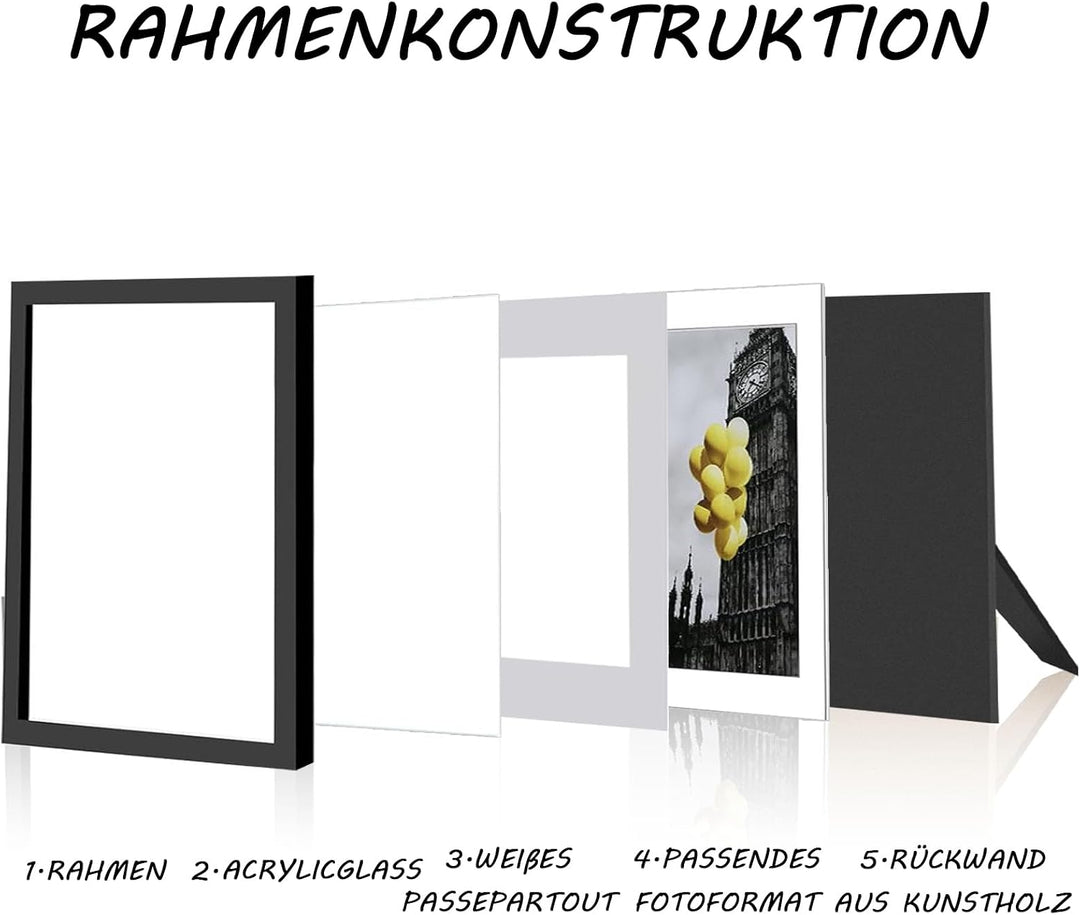 6 Stück 3D Bilderrahmen zum Befüllen, 20x20 cm Tiefer Holz Objektrahmen für Wand und Desktop, Schwar
