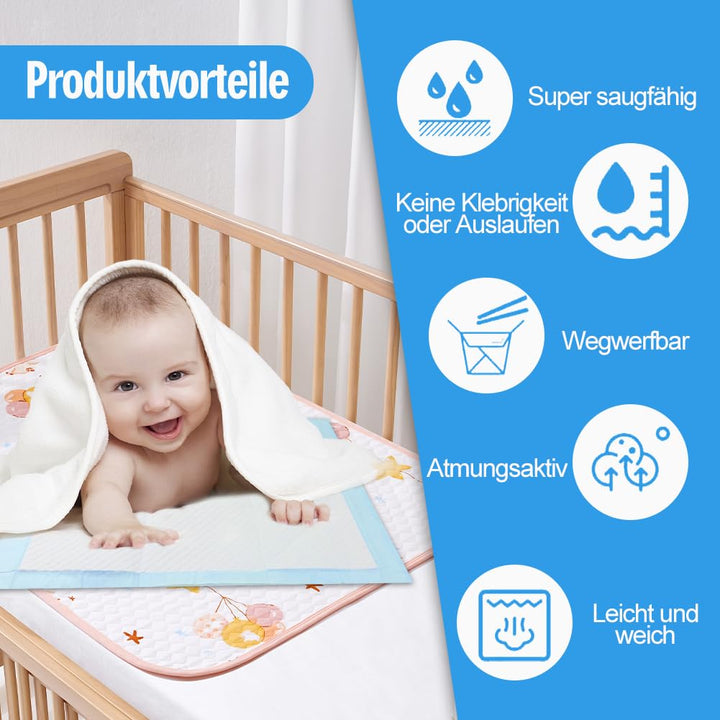 100 Stück Baby Inkontinenzunterlage Wickelunterlage Einweg, 33 × 45 cm Baby Wickelauflage, Changing