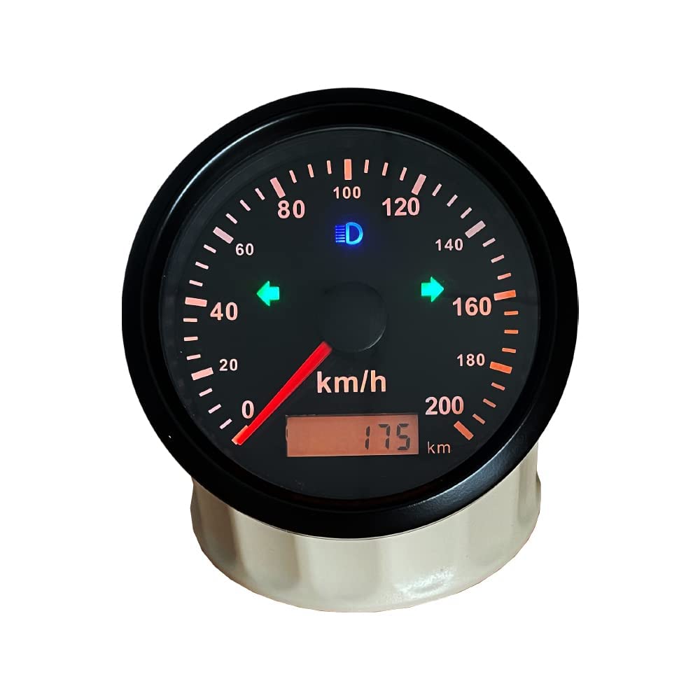 ELING GPS Tacho 200 km/h für Auto Motorrad ODO Kilometerstand 85 mm 12 V 24 V wasserdicht schwarz+sc