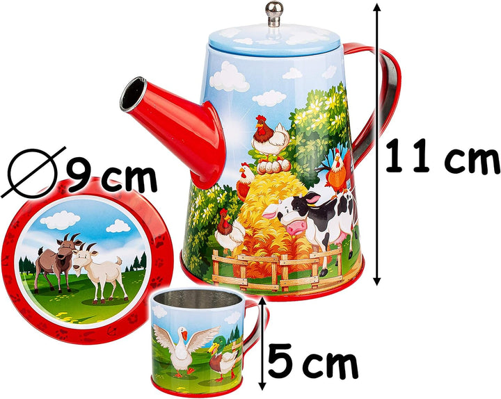 alles-meine.de GmbH 26 TLG. Set Puppengeschirr/Teeservice &amp; Kaffeeservice + Besteck - Bauernhof Tier