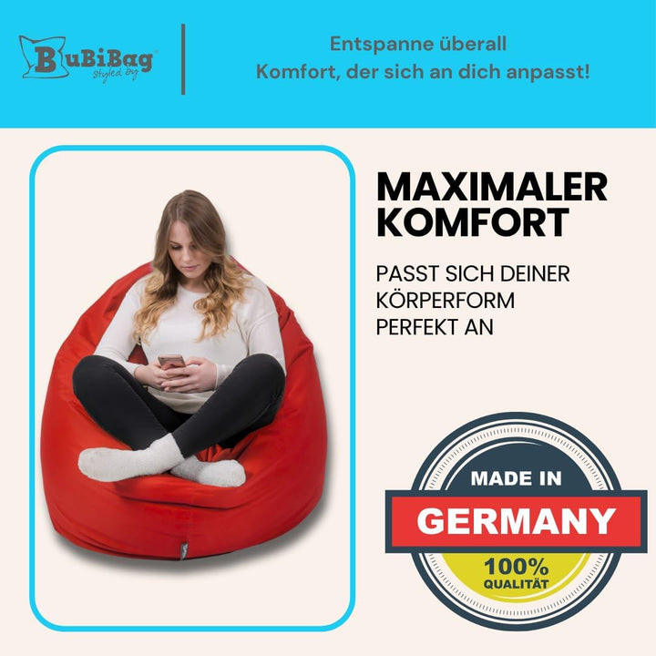 BuBiBag 2in1 Sitzsack L - XXL mit Füllung für Kinder & Erwachsene, Gaming Beanbag & Bodenkissen für